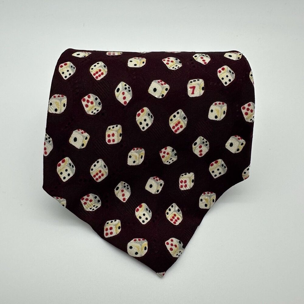 Joe Boxer Men's Necktie Dice Gambling Casino Novelty Maroon Red Woven Tie